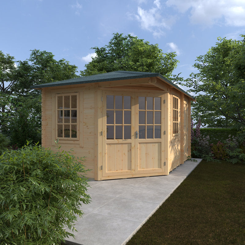 Redlands 4.2m x 3m Swinley Corner Log Cabin | Sheds.co.uk