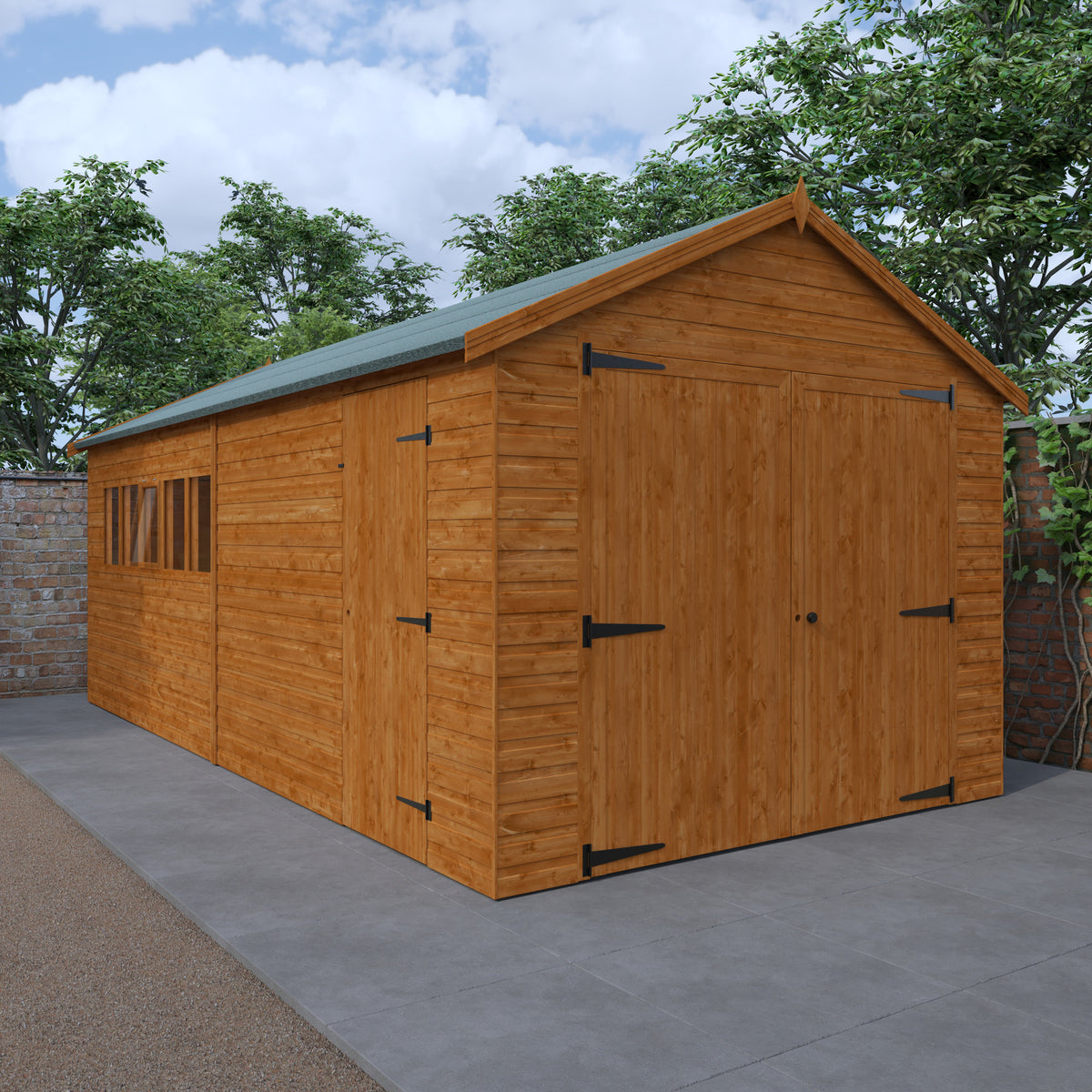 Redlands 10' x 20' Shiplap Apex Wooden Garage | Sheds.co.uk