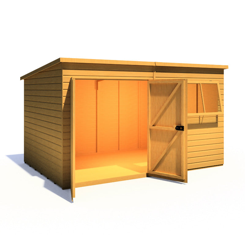 Loxley 12' x 8' Double Door Premium Shiplap Pent Shed | Sheds.co.uk