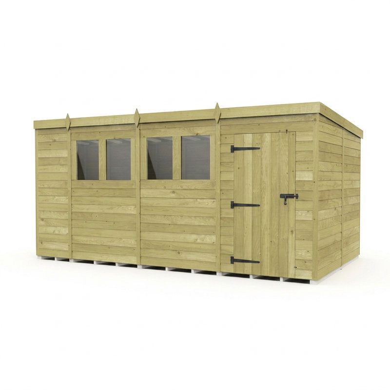 Holt 14' x 8' Pressure Treated Shiplap Modular Pent Shed | Sheds.co.uk