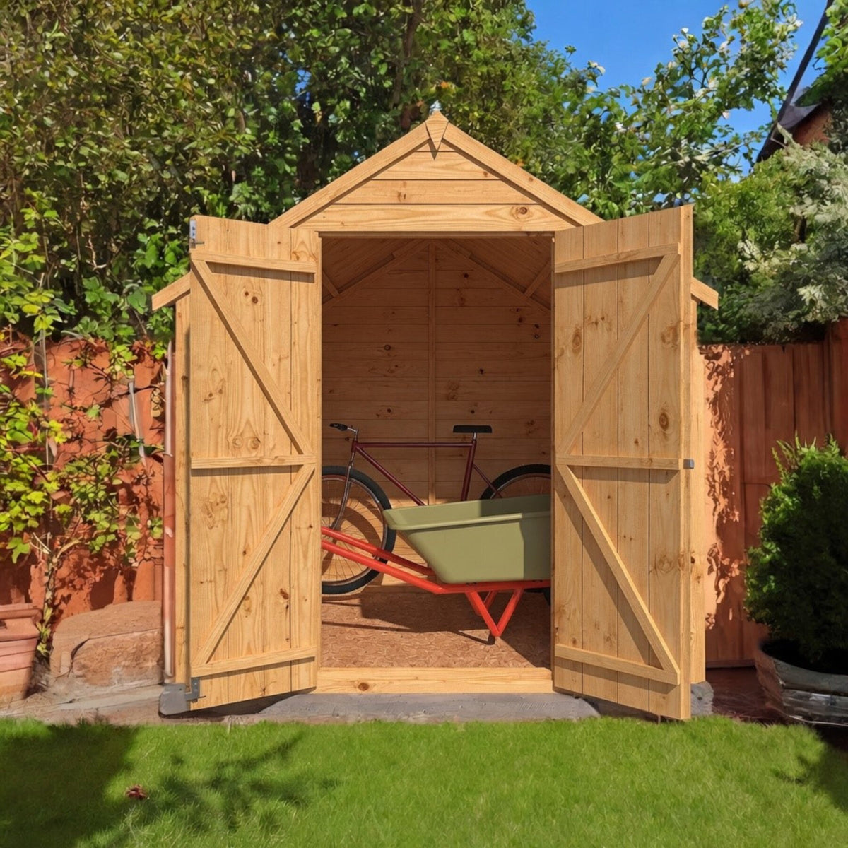 Loxley 6' x 4' Windowless Double Door Overlap Apex Shed | Sheds.co.uk