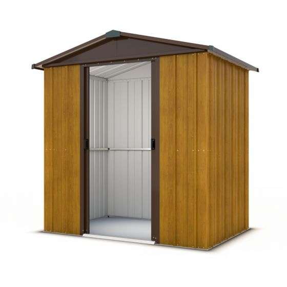 Yardmaster 6' x 5' Windowless Double Sliding Door Woodview Apex Metal Shed | Sheds.co.uk