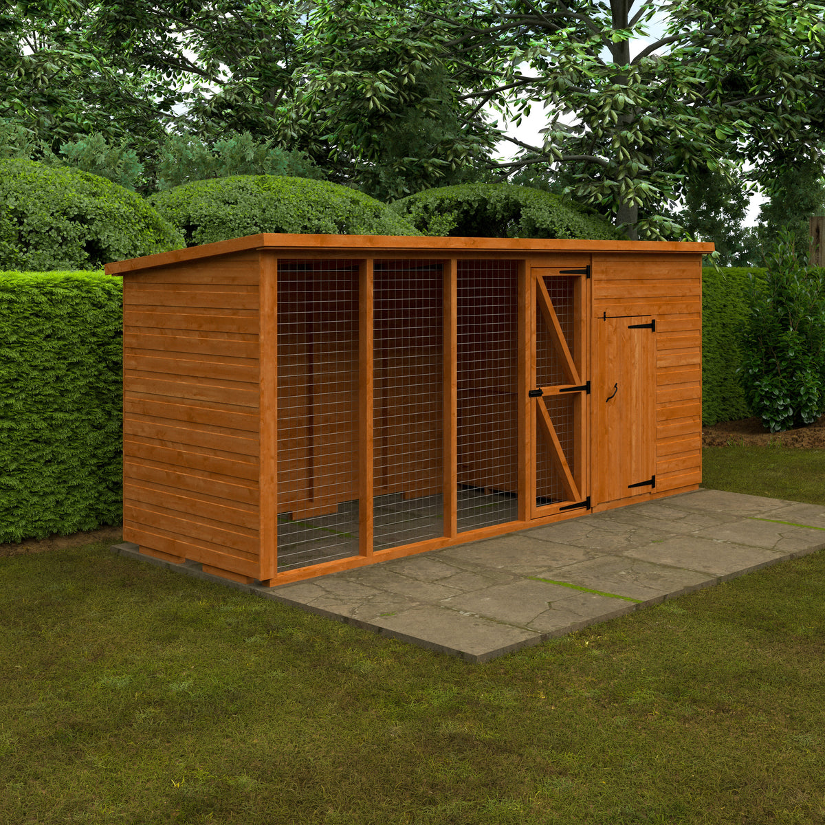 Redlands 4' x 4' Shiplap Pet House With 8' Run | Sheds.co.uk