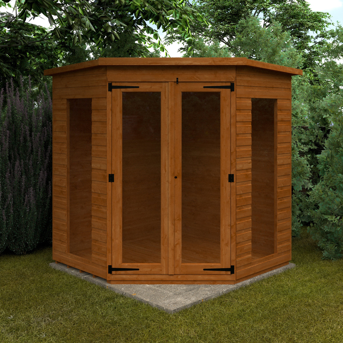 Redlands 6' x 6' Full Pane Corner Summer House | Sheds.co.uk