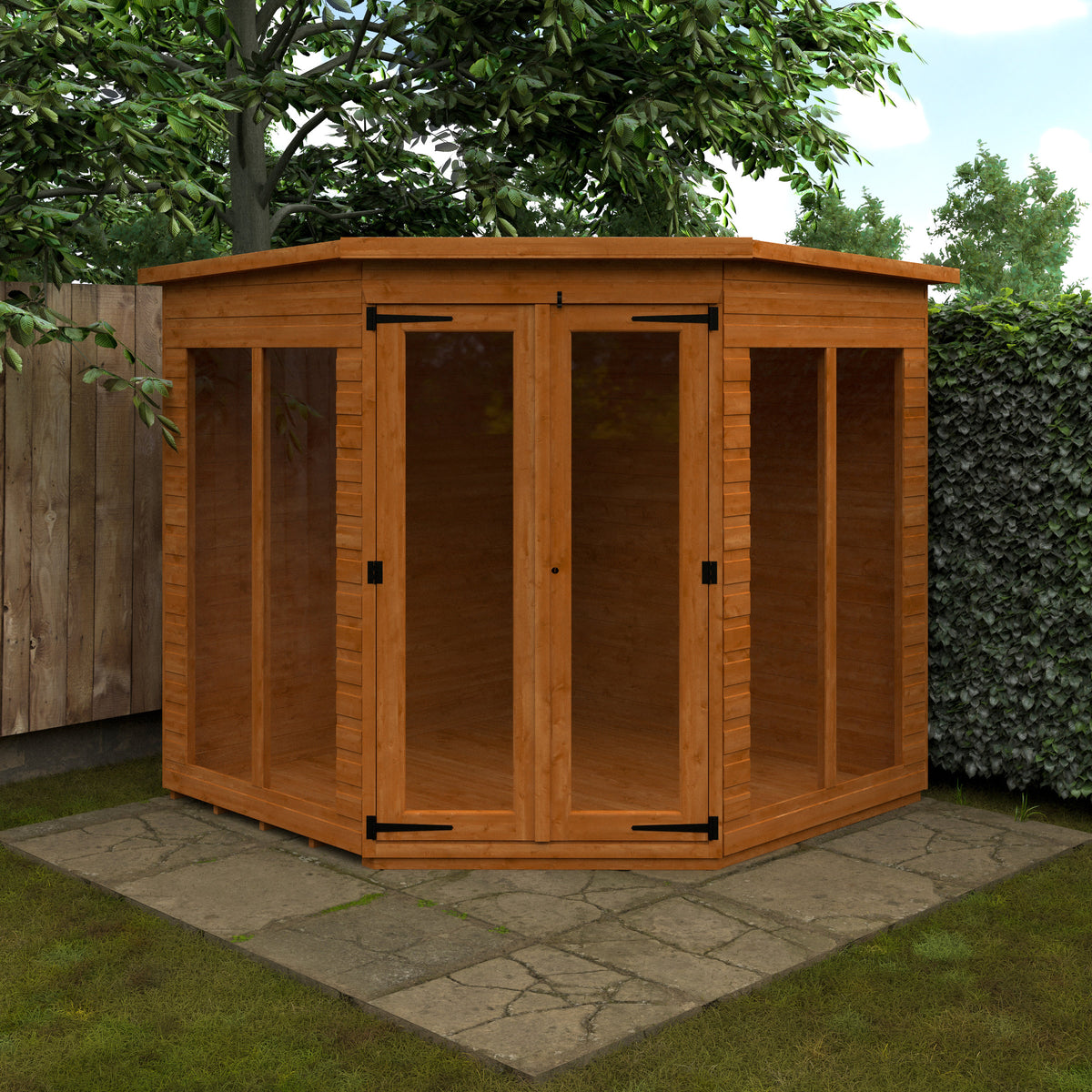 Redlands 7' x 7' Full Pane Corner Summer House | Sheds.co.uk