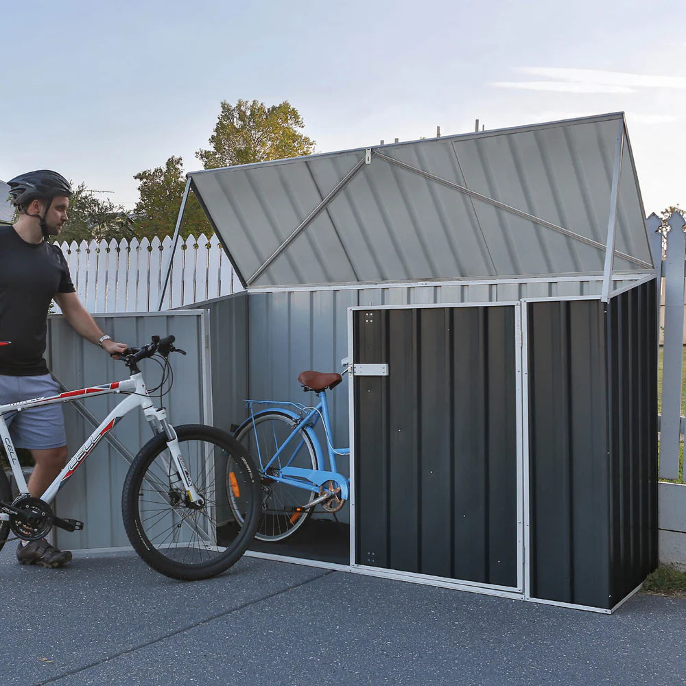 Adley 7' x 3' Black Titanium Pent Metal Bike Store With Anchor Kit | Sheds.co.uk