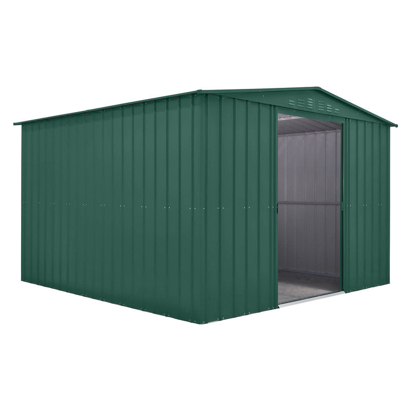 Adley 10' x 10' Apex Metal Shed - Green | Sheds.co.uk