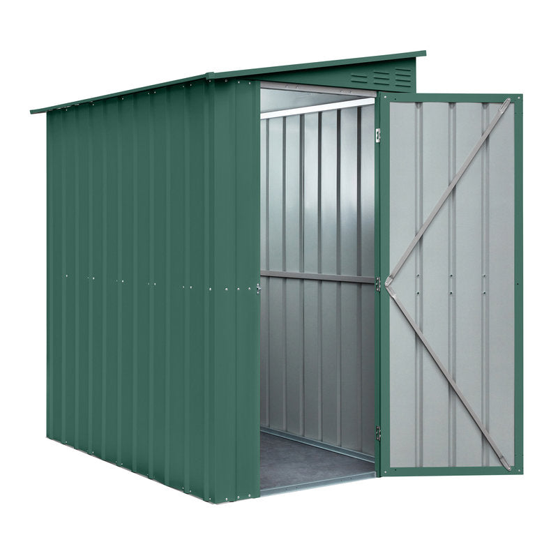 Adley 4' x 6' Lean-To Metal Shed - Green | Sheds.co.uk