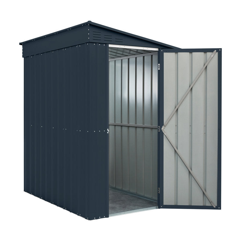 Adley 4' x 6' Lean-To Metal Shed - Grey | Sheds.co.uk