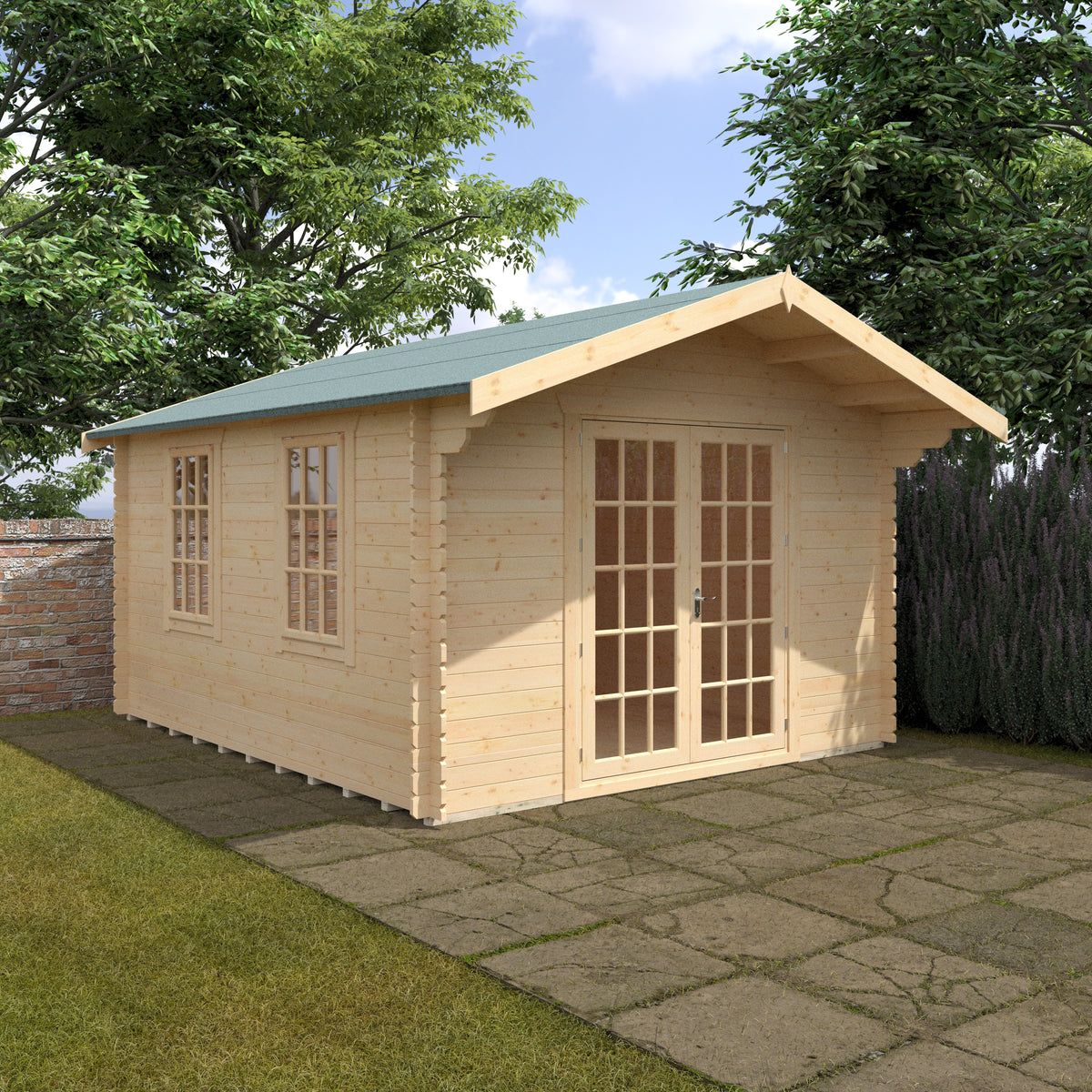 Redlands 14' x 12' Philadelphia Log Cabin - 28mm | Sheds.co.uk