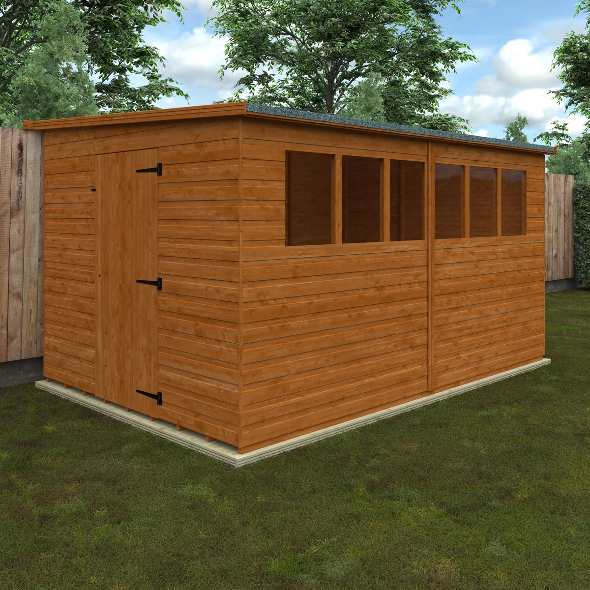 Redlands 12' x 8' Shiplap Lean To Pent Shed | Sheds.co.uk