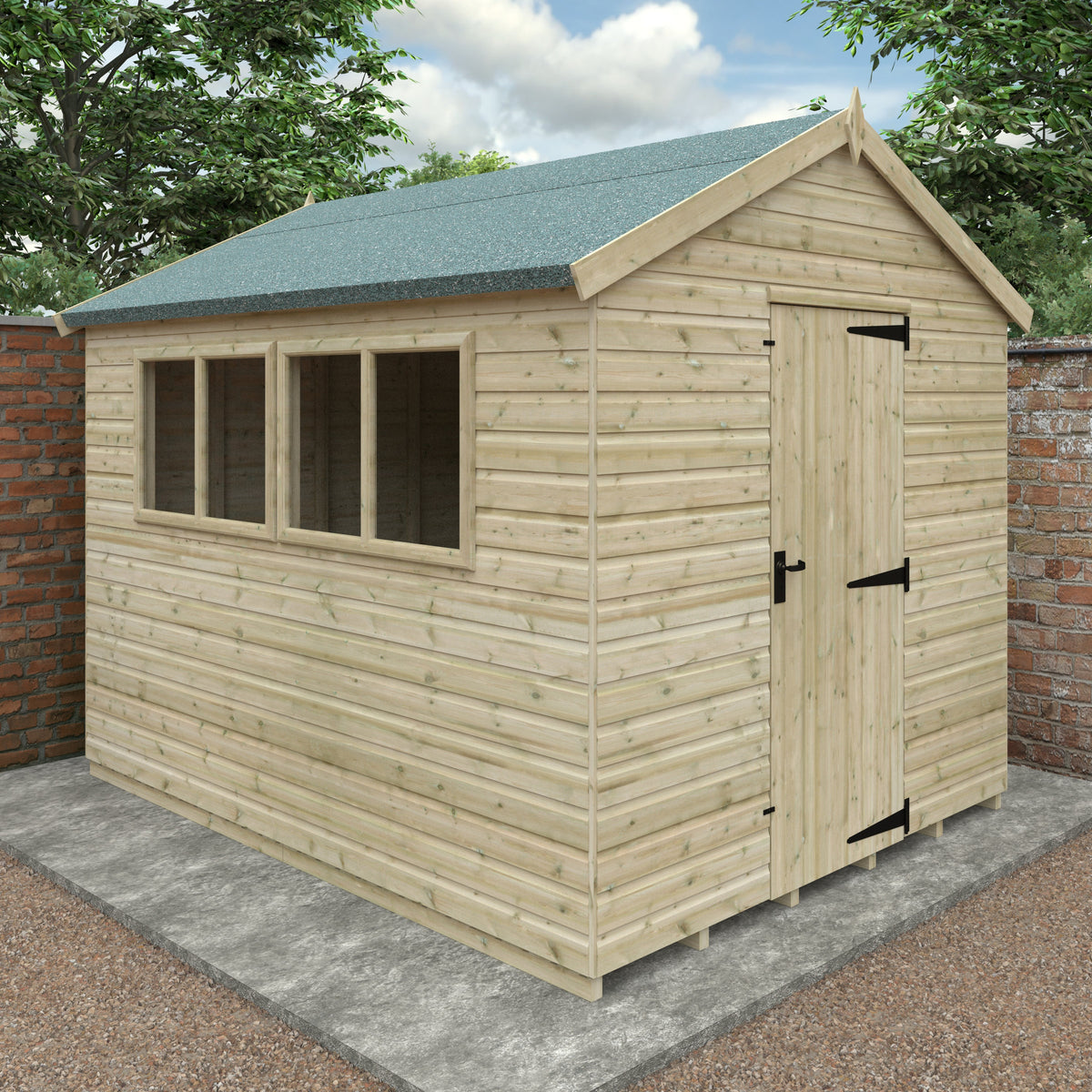Redlands 8' x 10' Pressure Treated Deluxe Shiplap Apex Shed | Sheds.co.uk