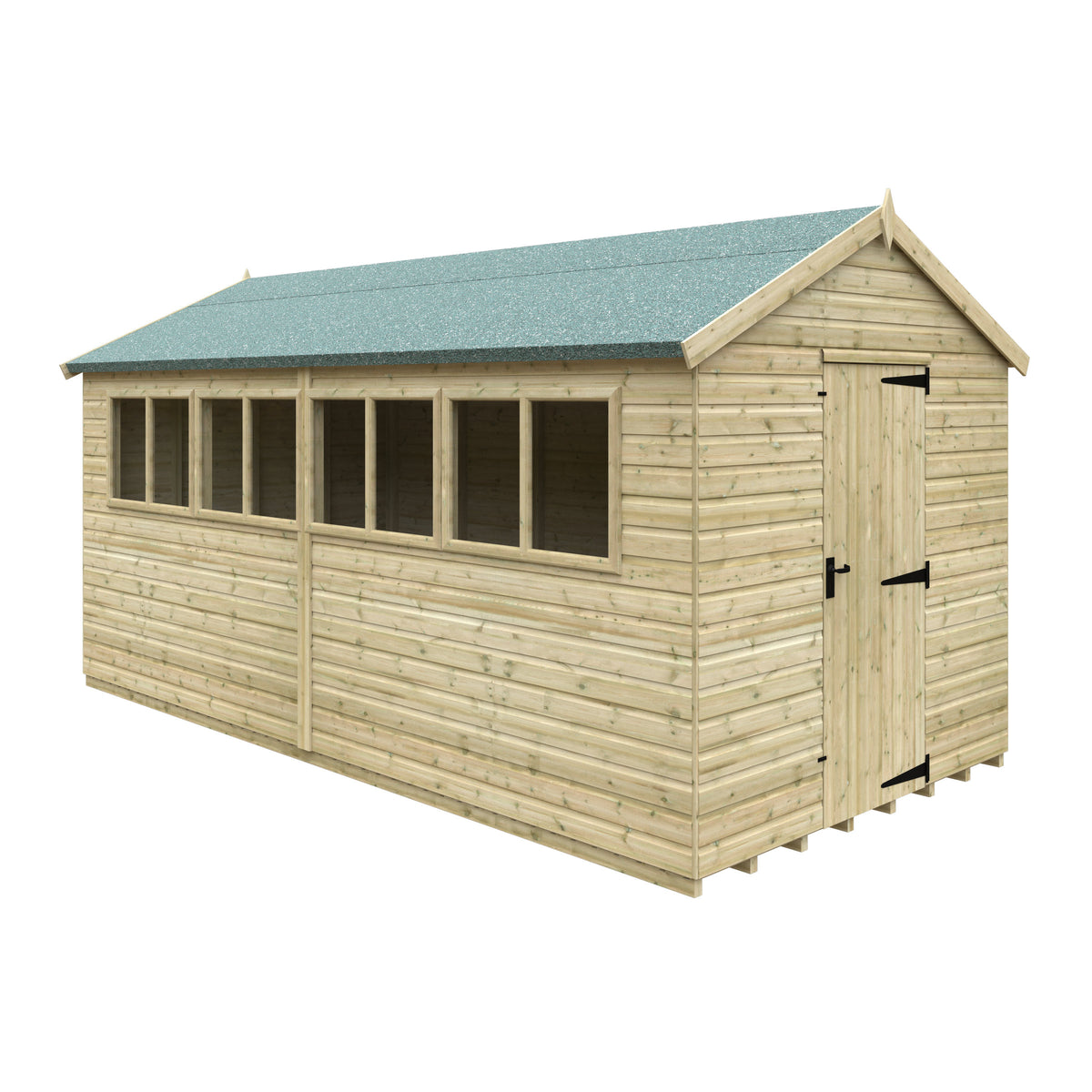 Redlands 8' x 16' Pressure Treated Deluxe Shiplap Apex Shed | Sheds.co.uk