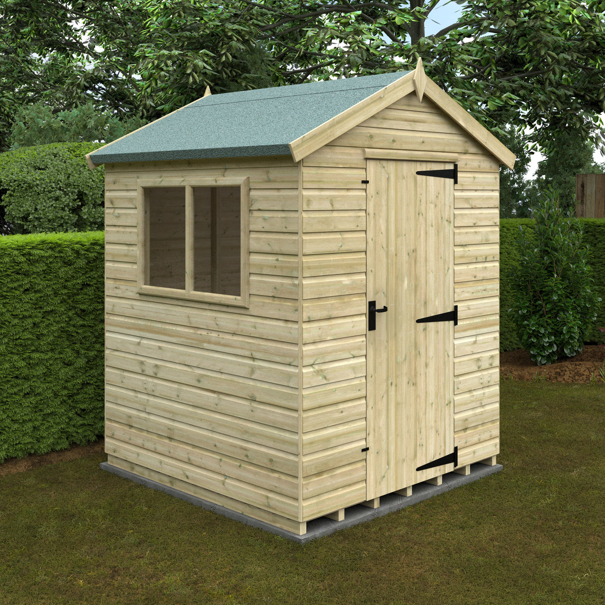 Redlands 6' x 6' Pressure Treated Deluxe Shiplap Apex Shed | Sheds.co.uk