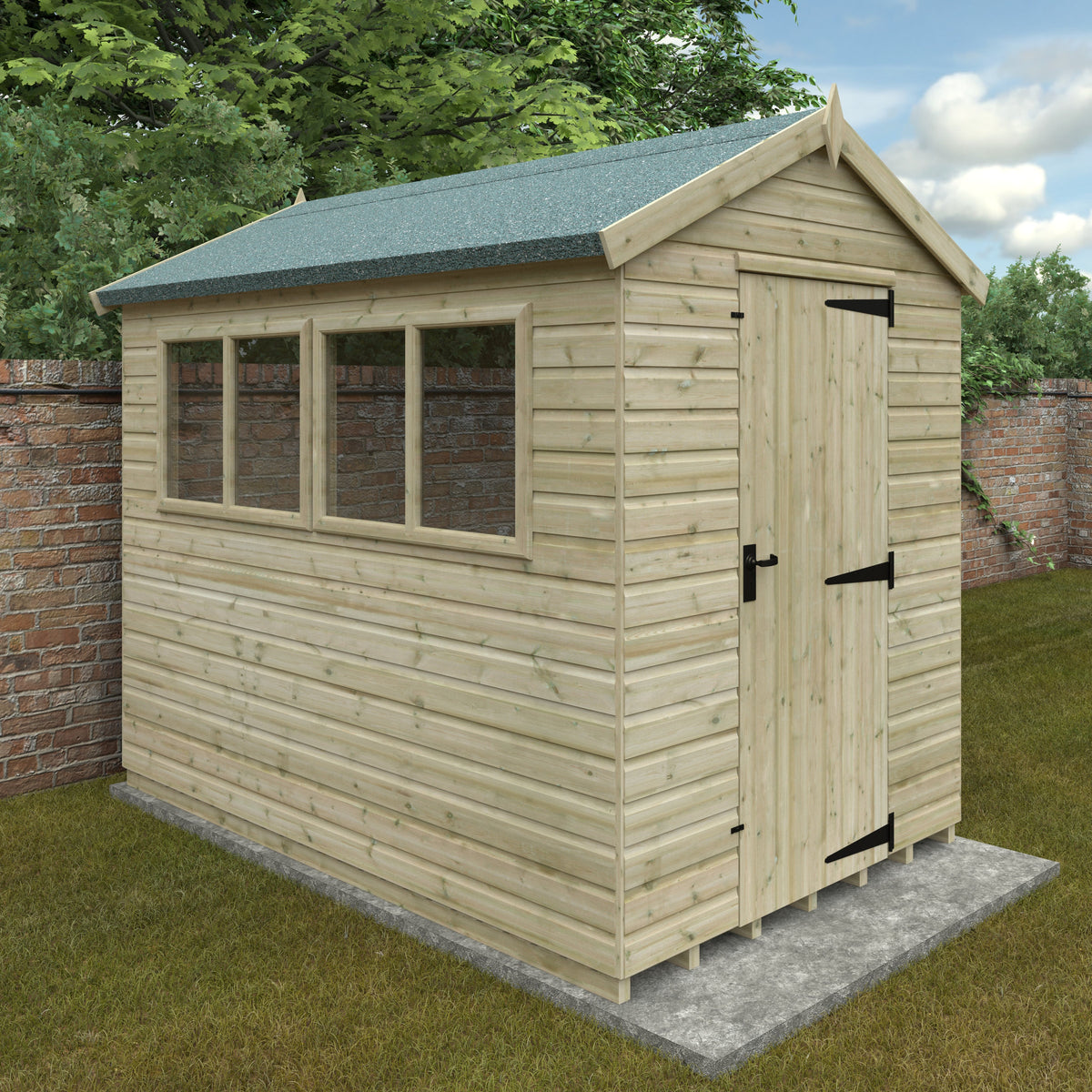 Redlands 6' x 9' Pressure Treated Deluxe Shiplap Apex Shed | Sheds.co.uk