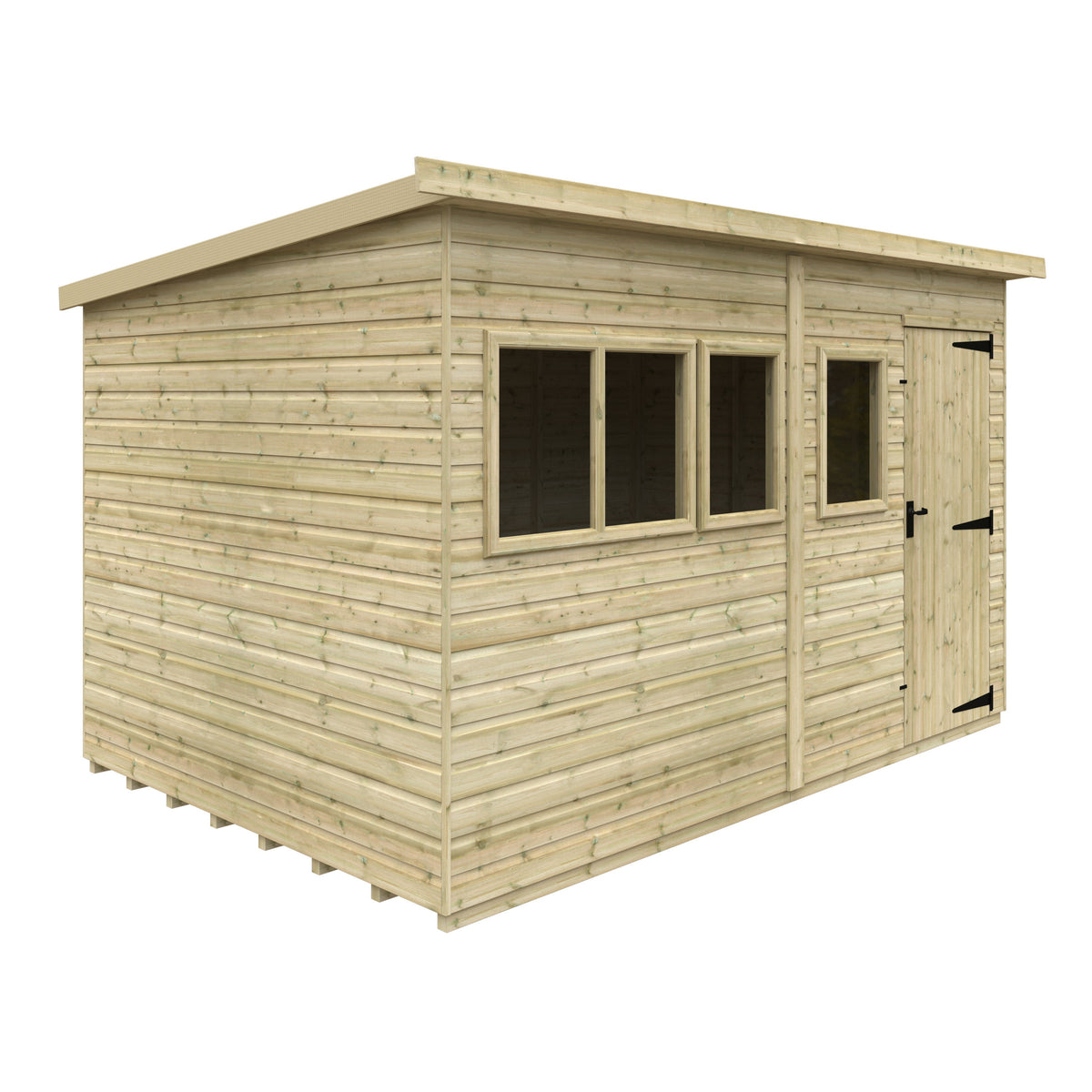 Redlands 8' x 12' Pressure Treated Deluxe Shiplap Pent Shed | Sheds.co.uk