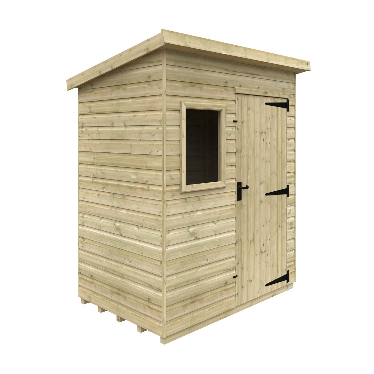 Redlands 4' x 6' Pressure Treated Deluxe Shiplap Pent Shed | Sheds.co.uk