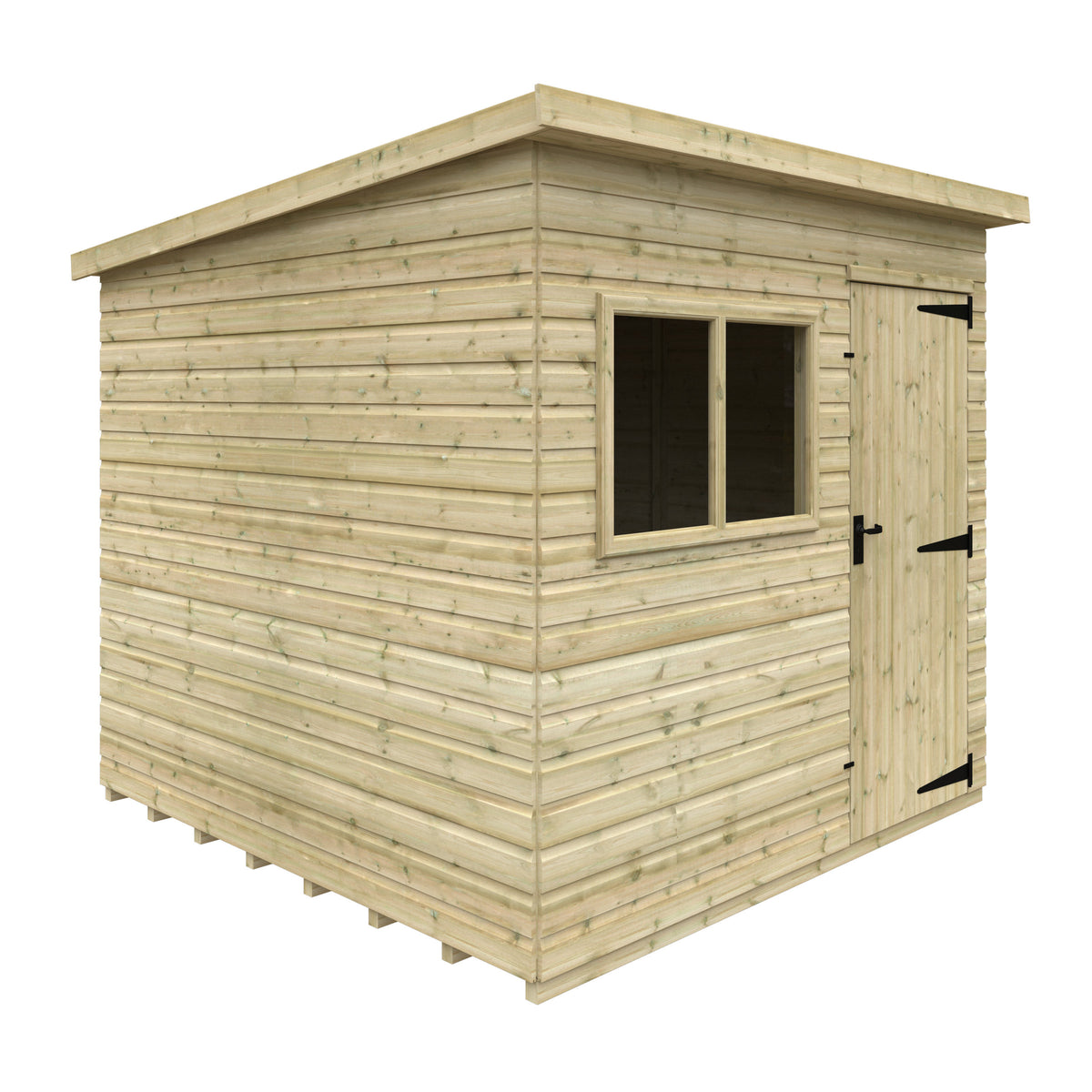 Redlands 8' x 8' Pressure Treated Deluxe Shiplap Pent Shed | Sheds.co.uk