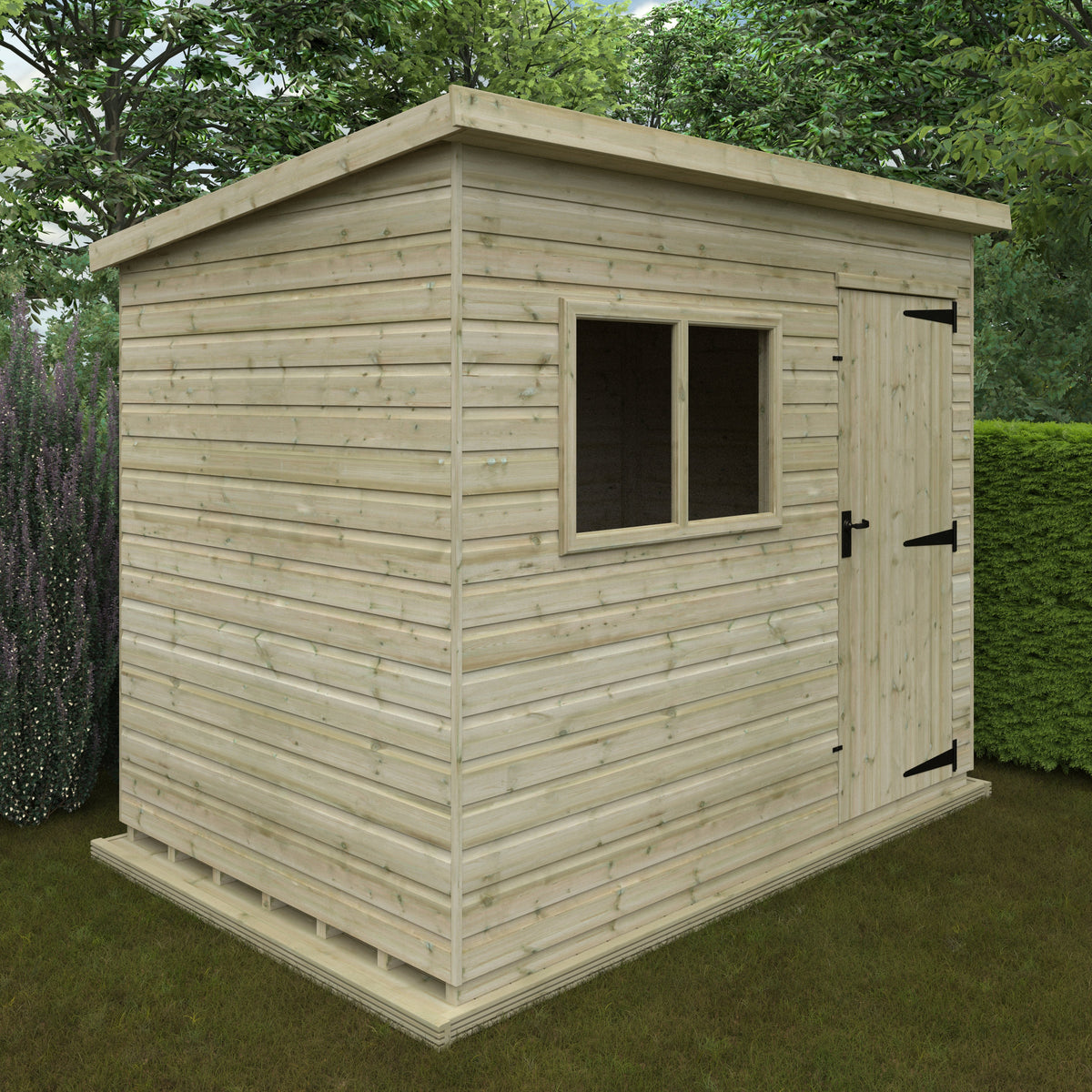 Redlands 6' x 9' Pressure Treated Deluxe Shiplap Pent Shed | Sheds.co.uk