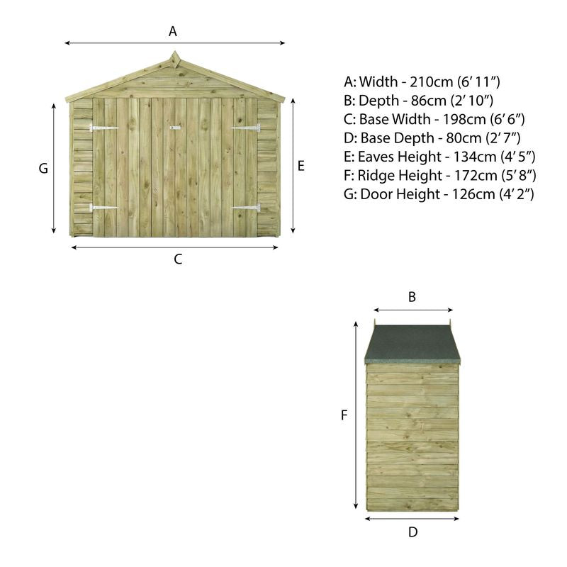 Adley 7' x 3' Overlap Apex Bike Shed | Sheds.co.uk