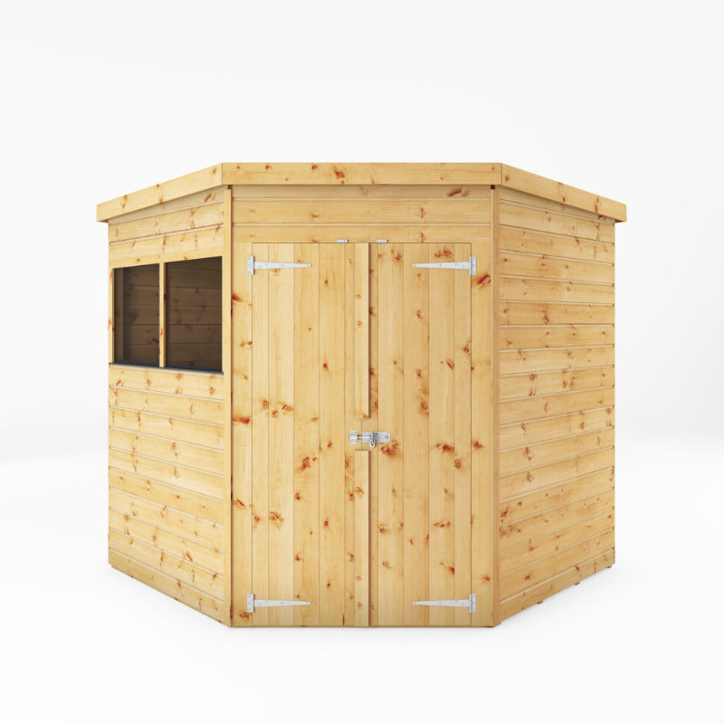 Adley 7' x 7' Premium Double Door Shiplap Corner Shed | Sheds.co.uk