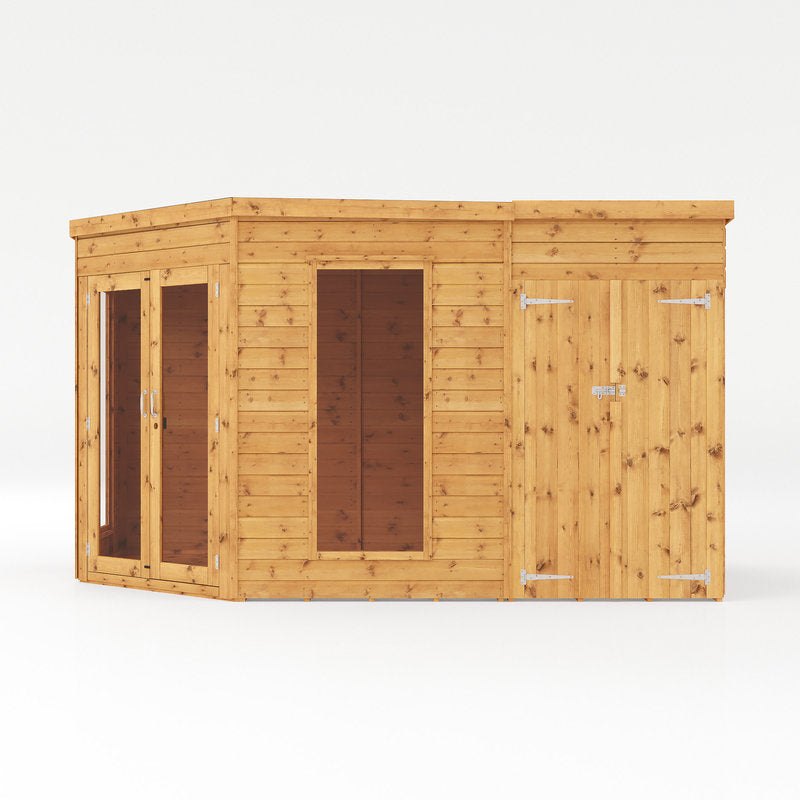 Adley 12' x 8' Chelsea Deluxe Corner Summer House With Side Shed | Sheds.co.uk
