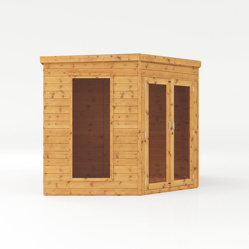 Adley 12' x 8' Chelsea Deluxe Corner Summer House With Side Shed | Sheds.co.uk