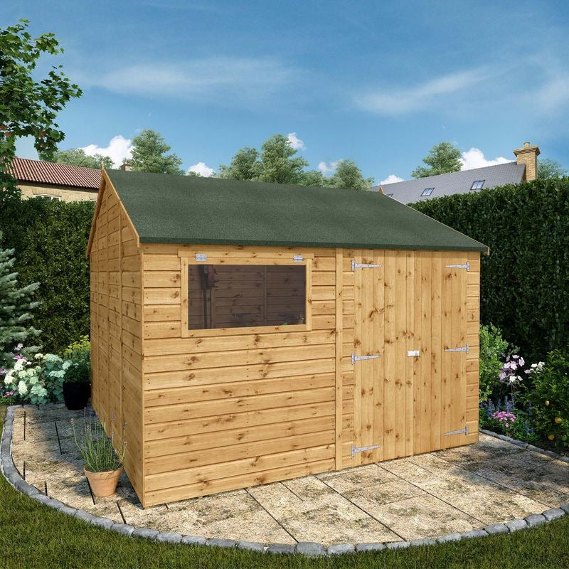 Adley 10' x 10' Premium Double Door Shiplap Modular Reverse Apex Workshop | Sheds.co.uk