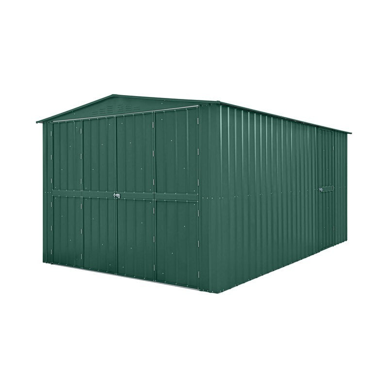 Adley 10' x 19' Dual Door Metal Workshop Garage - Green | Sheds.co.uk