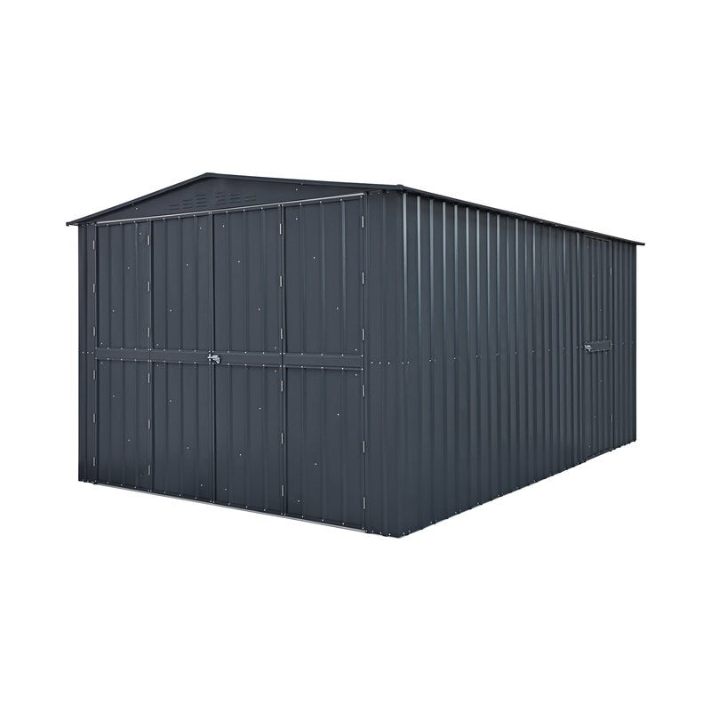 Adley 10' x 19' Dual Door Metal Workshop Garage - Grey | Sheds.co.uk