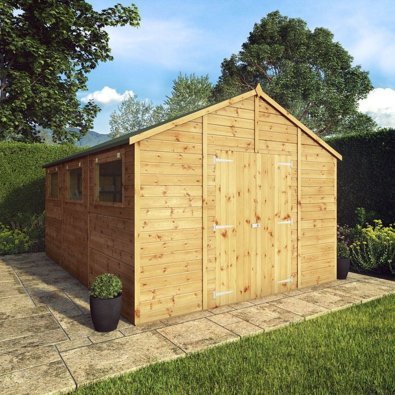Adley 10' x 15' Premium Double Door Shiplap Modular Apex Workshop | Sheds.co.uk