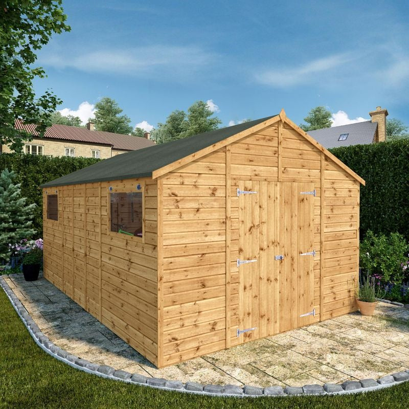 Adley 10' x 16' Premium Double Door Shiplap Modular Apex Workshop | Sheds.co.uk