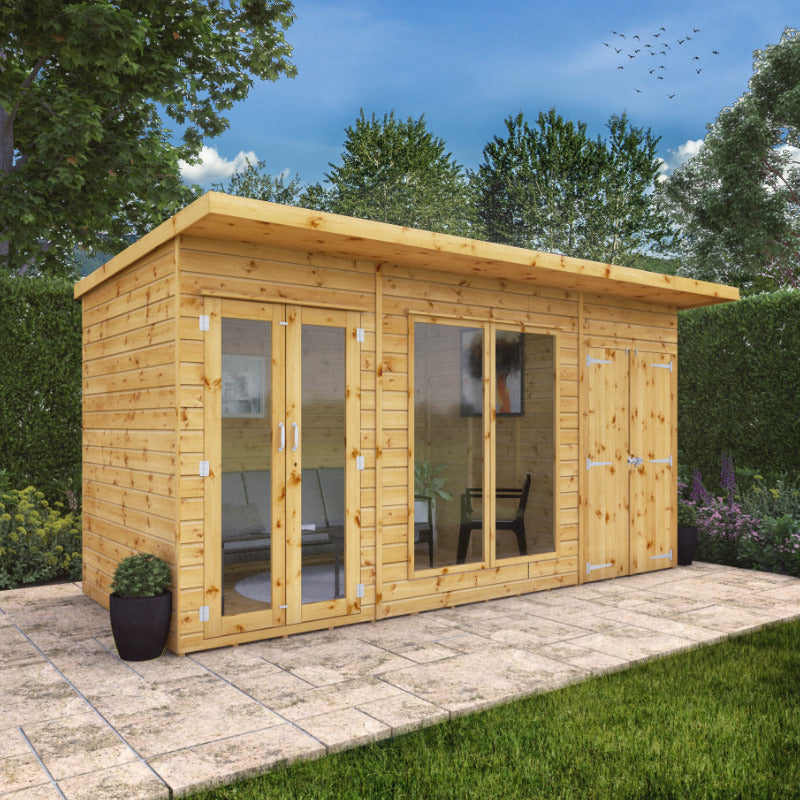 Adley 14' x 6' Honeybourne Summer House Plus Side Shed | Sheds.co.uk