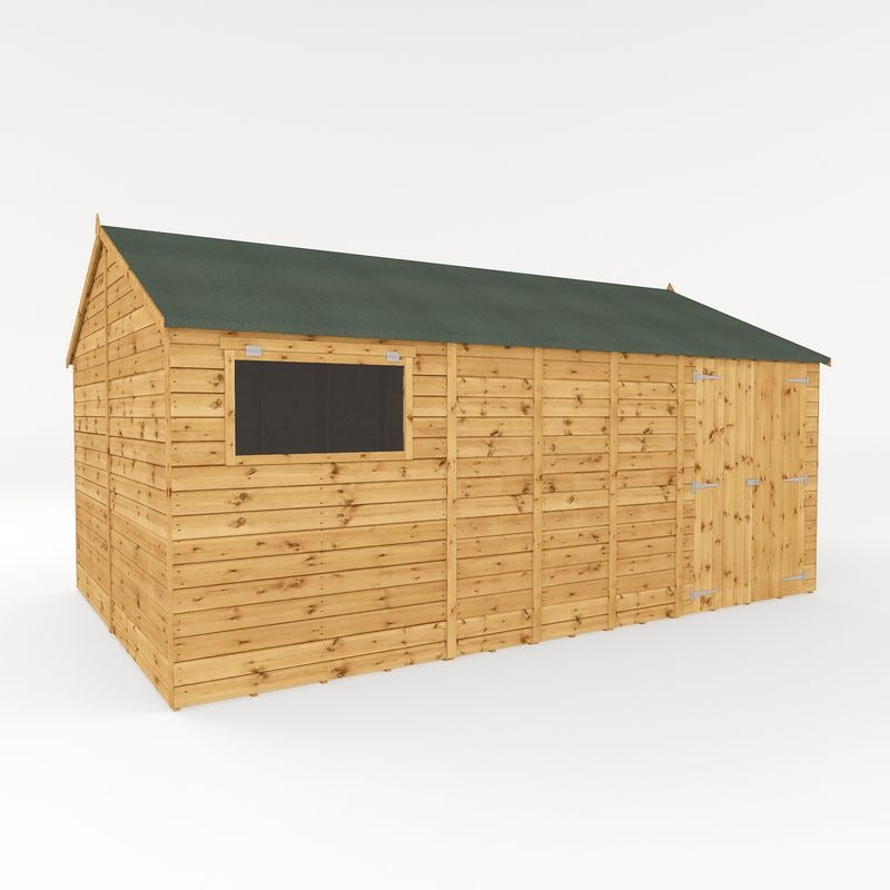 Adley 16' x 10' Premium Double Door Shiplap Modular Reverse Apex Workshop | Sheds.co.uk