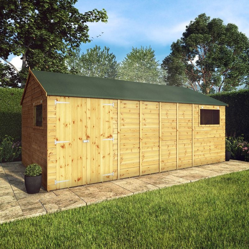Adley 18' x 10' Premium Double Door Shiplap Modular Reverse Apex Workshop | Sheds.co.uk