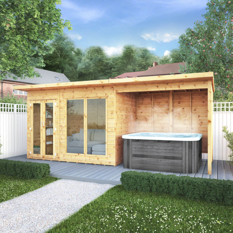 Adley 18' x 6' Honeybourne Summer House Plus Patio Area | Sheds.co.uk