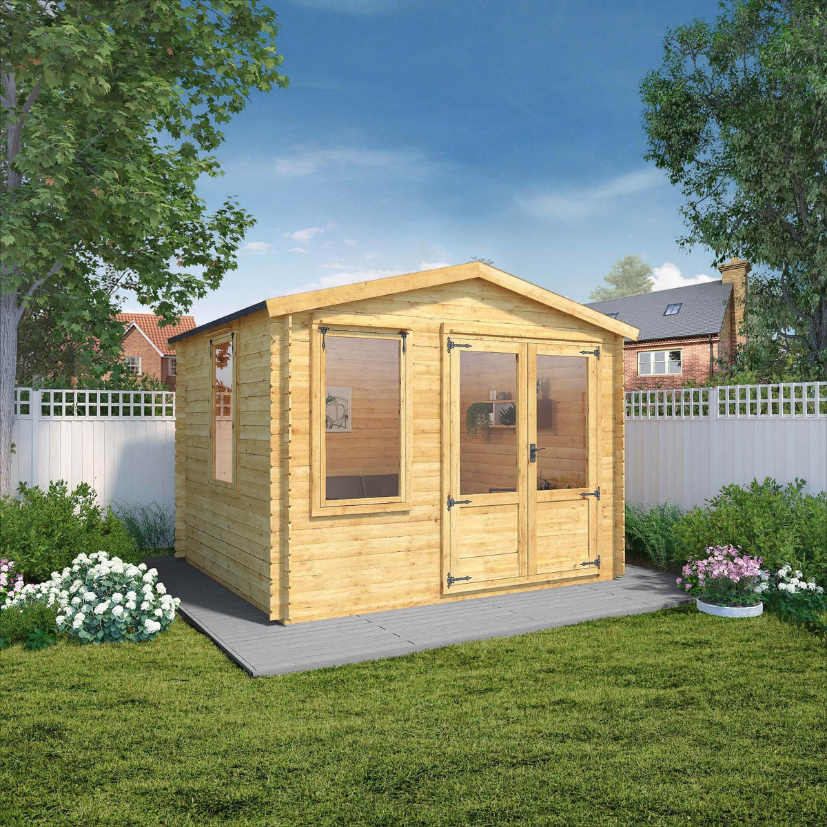 Adley 3.3m x 3.0m Newhaven Log Cabin - 19mm | Sheds.co.uk