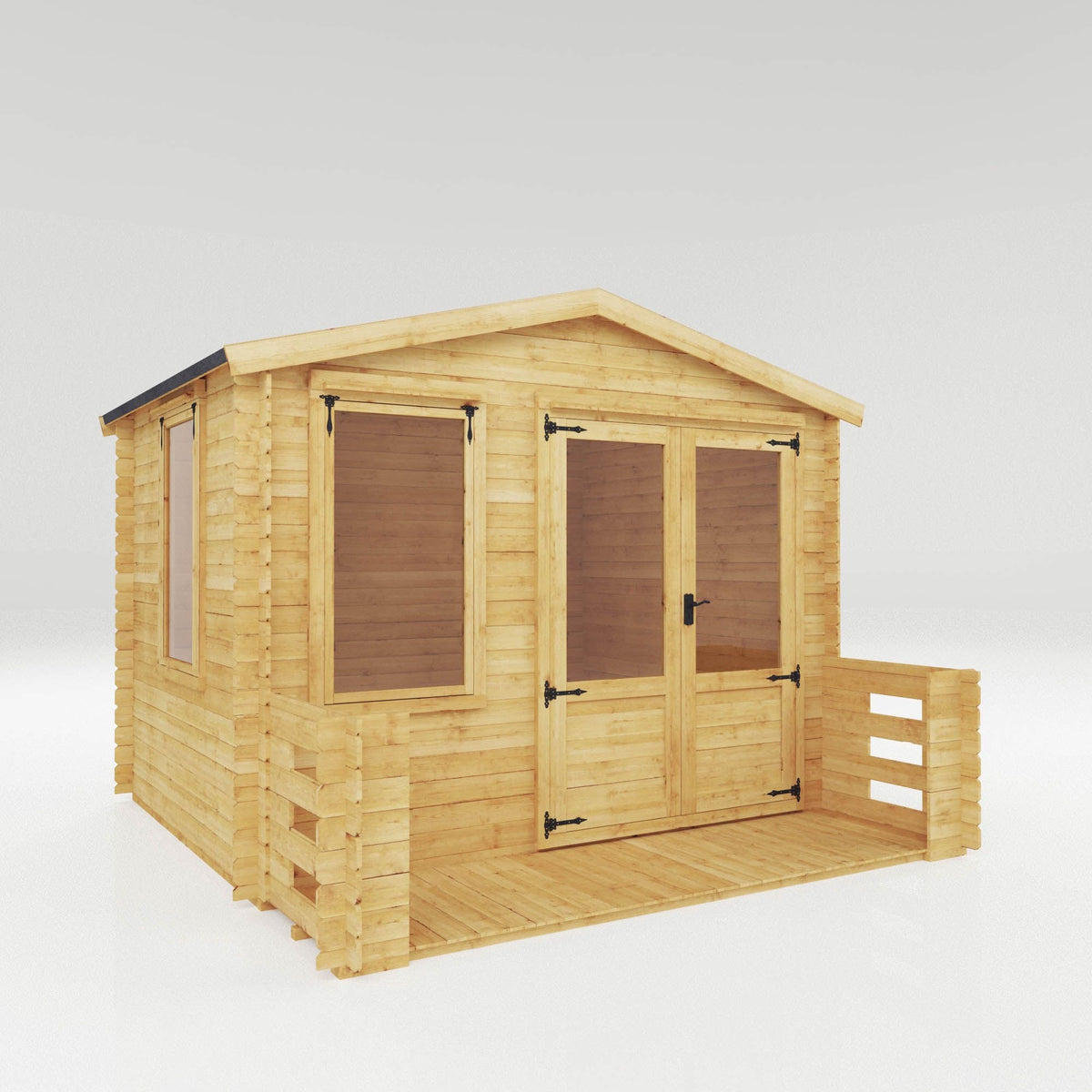 Adley 3.3m x 3.4m Newhaven Log Cabin with Veranda - 19mm | Sheds.co.uk