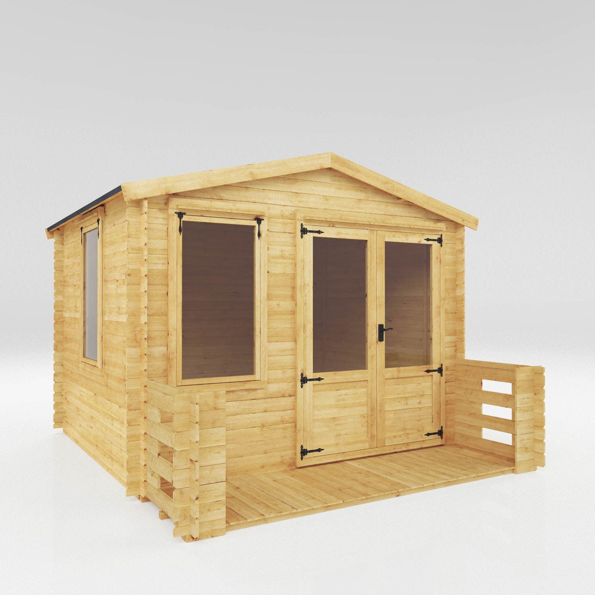 Adley 3.3m x 3.7m Newhaven Log Cabin with Veranda - 19mm | Sheds.co.uk