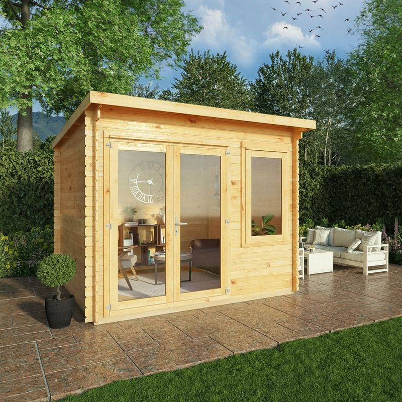 Adley 3m x 3m Quebec Pent Log Cabin - 28mm | Sheds.co.uk