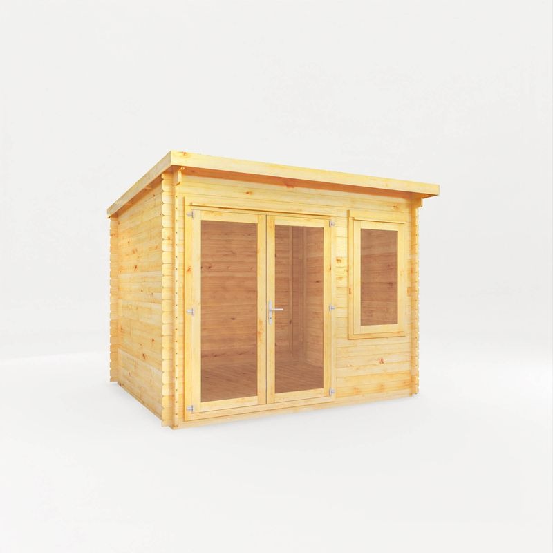 Adley 3m x 3m Quebec Pent Log Cabin - 28mm | Sheds.co.uk