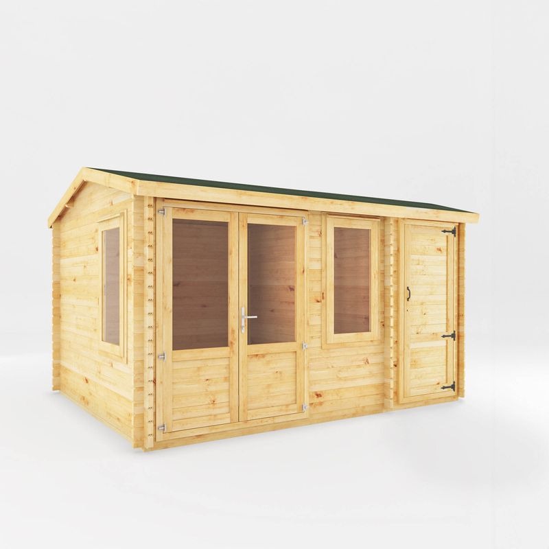 Adley 4.1m x 3m Delta Home Office Log Cabin With Side Shed - 28mm | Sheds.co.uk