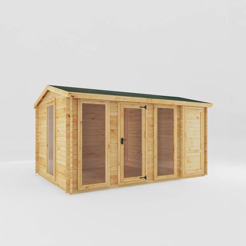 Adley 4.6m x 3m Dorset Log Cabin With Side Shed - 19mm | Sheds.co.uk