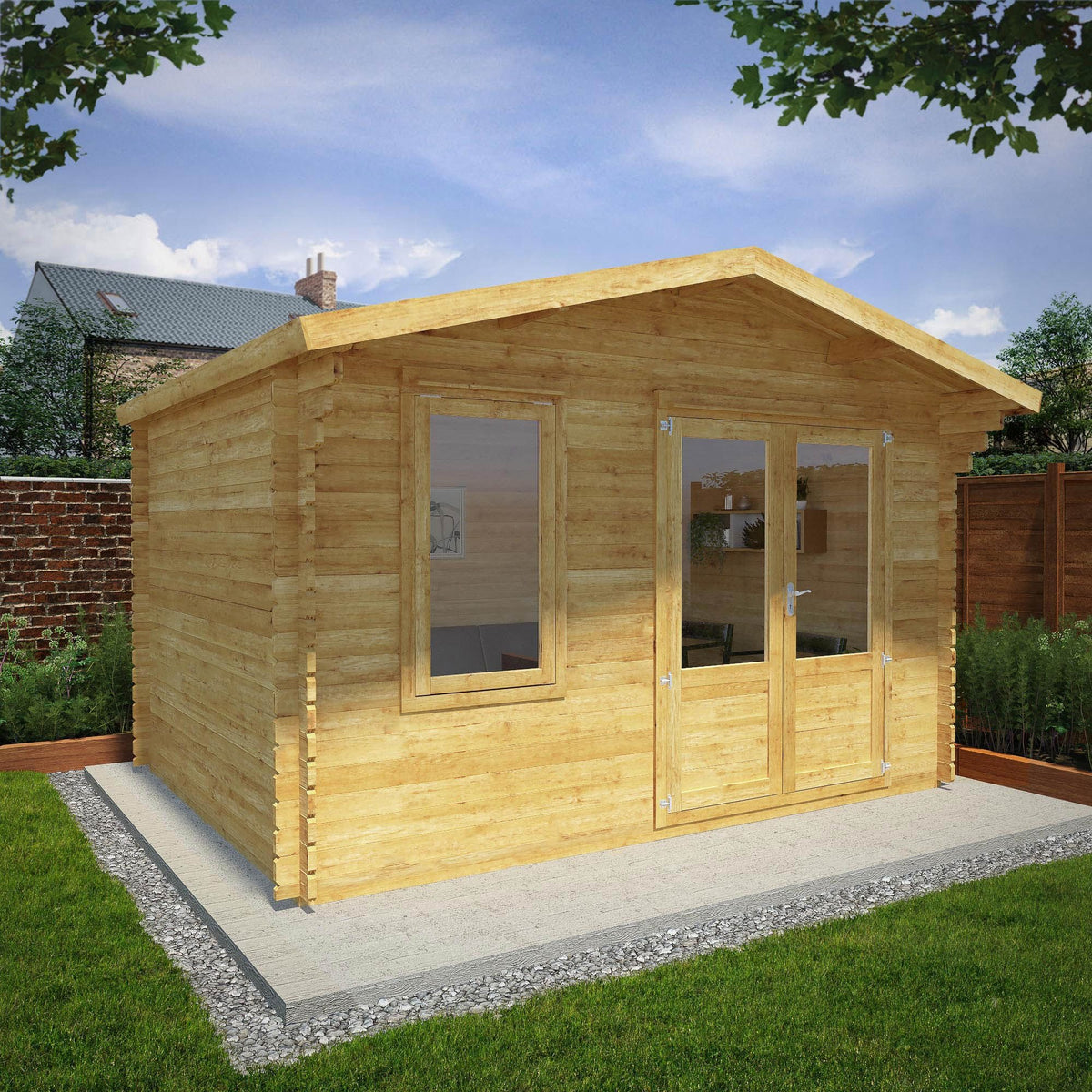 Adley 4m x 3m Lincoln Log Cabin - 28mm | Sheds.co.uk