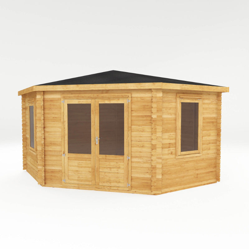 Adley 4m x 4m Somerset Corner Premium Log Cabin - 44mm | Sheds.co.uk
