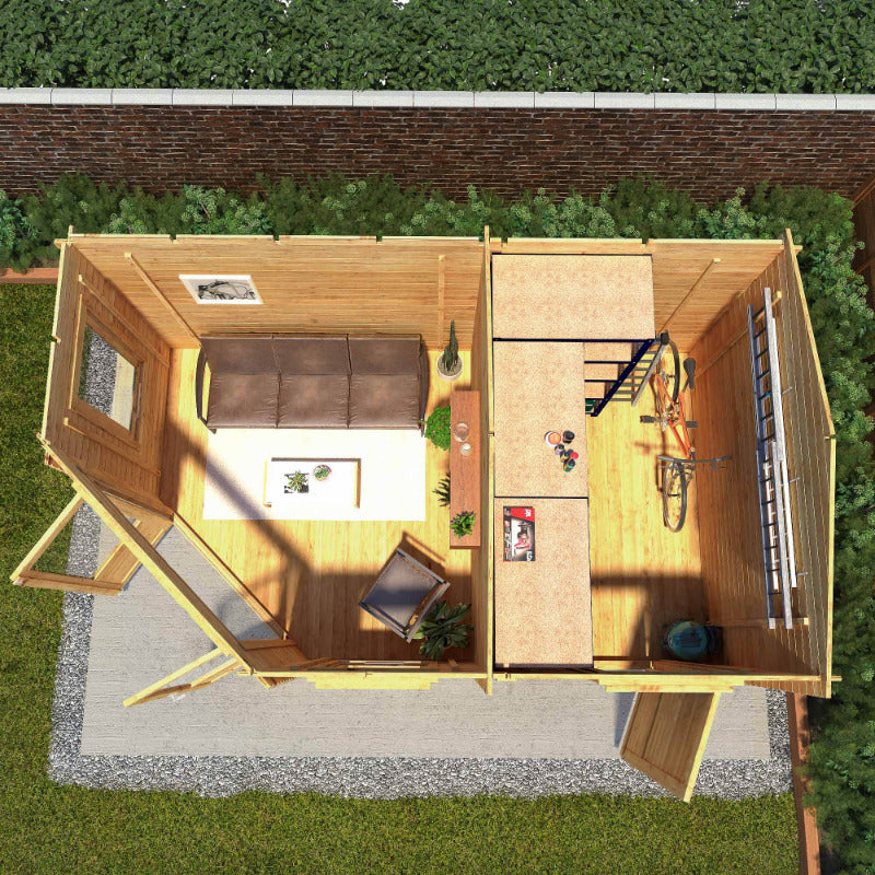 Adley 5m x 3m Dorchester Corner Log Cabin With Side Shed - 28mm | Sheds.co.uk