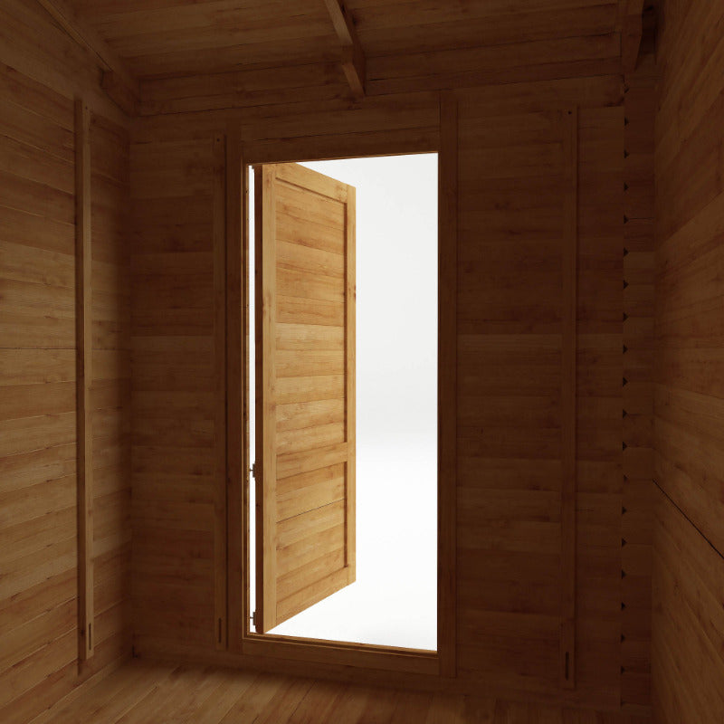 Adley 5m x 3m Dorchester Corner Log Cabin With Side Shed - 28mm | Sheds.co.uk