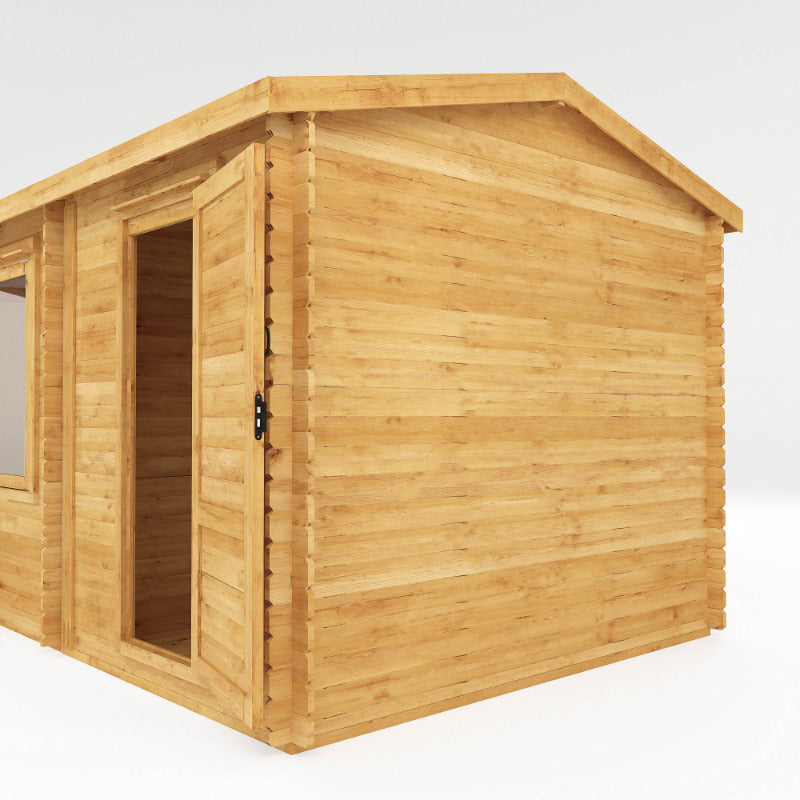 Adley 5m x 3m Dorchester Corner Log Cabin With Side Shed - 28mm | Sheds.co.uk