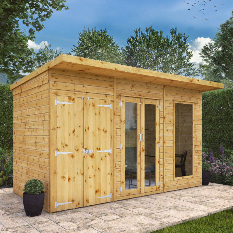 Adley 12' x 6' Honeybourne Summer House With 4' Side Shed | Sheds.co.uk