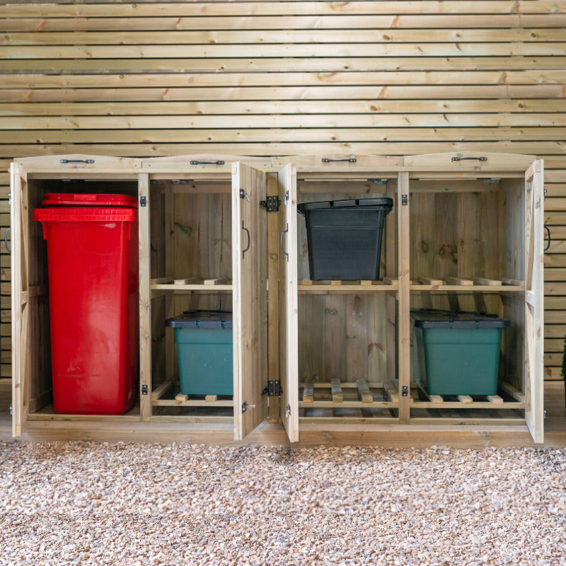 Garden Village Combi Bin Store - 1 Wheelie Bin / 6 Recycle Box | Sheds.co.uk